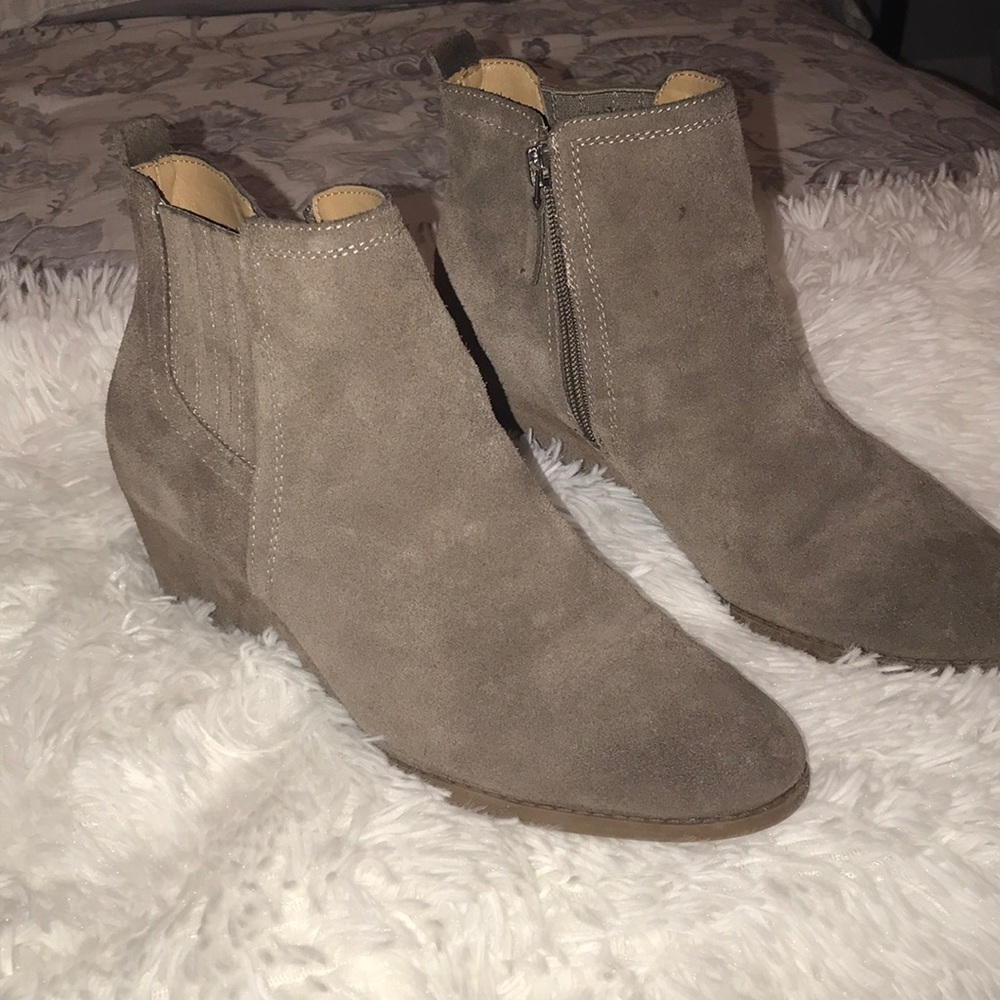 Suede Gray Franco Sarto Wedge Booties